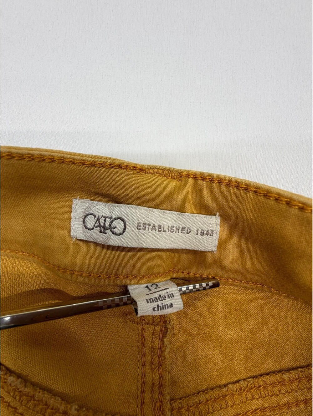 Cato Women's Straight Jeans High Rise 5-Pocket Stretch Size 12 Mustard - Picture 3 of 15
